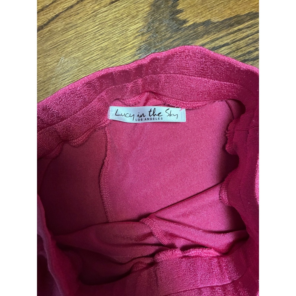 Lucy in the Sky Hot Pink High Waisted Flare Bell Bottom Pants Side Slit Small - Picture 5 of 8
